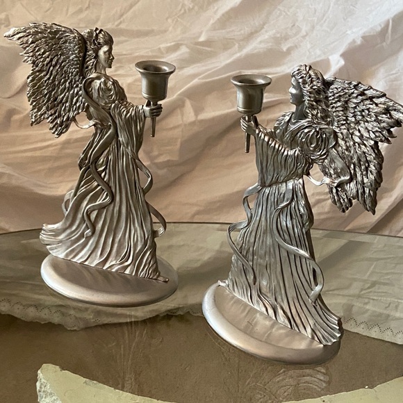 Seagull Angelic Candle Holders solid pewter - Picture 1 of 5